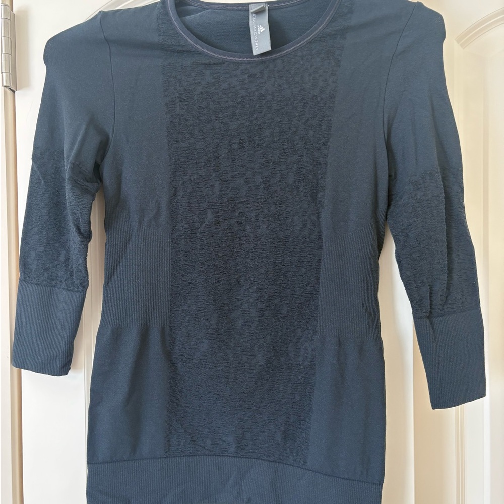 Adidas by Stella McCartney Green Fitted Ribbed Long Sleeve Blouse